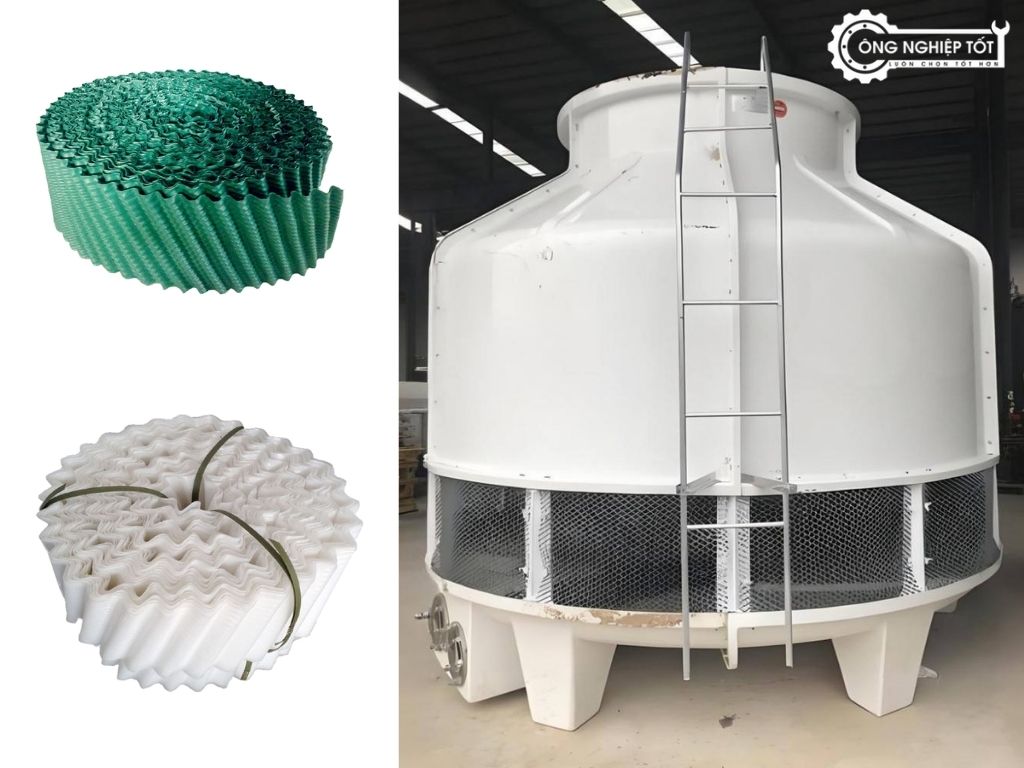 Tháp giải nhiệt tròn và tấm tản nhiệt tại Công nghiệp Tốt